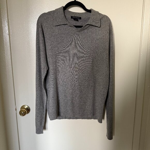 Kenneth Cole New York Gray Silk Cashmere Collared Sweater M - Picture 1 of 5